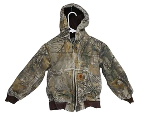 Carhartt Youth Hooded Jacket Coat Winter Quilted Realtree Camo Kids Small 8/10 - Picture 1 of 18