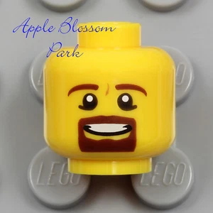 NUEVO Lego Macho MINIFIG HEAD Castillo Policía Pirata Brown Gopere Barba Malabarista Sonrisa - Imagen 1 de 1