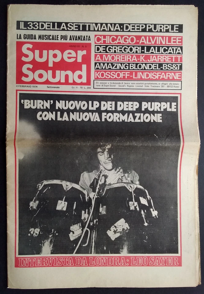 SUPER SOUND 5/1974 DEEP PURPLE ALVIN LEE QUEEN NEW YORK DOLLS AMAZING BLONDEL - Immagine 1 di 1