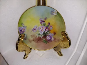 Beautiful French Elite handpainted plate purple asters France - Picture 1 of 7