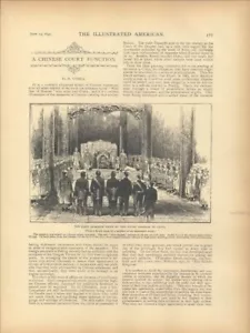 1891 Chinese Court Imperial Tea Pavilion Hall of Purple Brightness Engravings - Picture 1 of 2