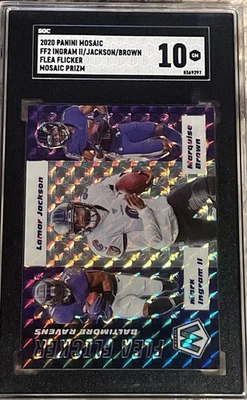 2020 Panini Mosaic Reactive- Flea Flicker Lamar Jackson/Brown/Ingram SGC 10 - Image 1 of 2