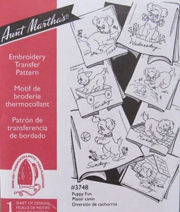 Tante Marthas 3748 Welpe Fun Darling Days of Week Stickerei Transfer Muster NEU - Bild 1 von 1