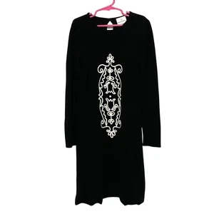 Hanna Andersson Girls Knit Sweater Dress Size 8 Black Rope Embellishment - Picture 1 of 8