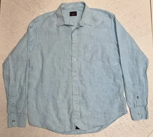 Untuckit Long Sleeve Linen Shirt Mens Large Button Grachetto Blue Wrinkle Resist - Picture 1 of 11