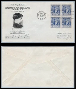 US FDC # 882 5c MasDowell ArtCraft block 1940, 9p9885 - Picture 1 of 1