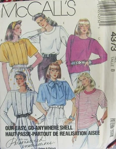 VTG McCalls 4373 Womens 8 Palmer Pletsch Blouse Top GO ANYWHERE SHELL Pattern UC - Picture 1 of 2