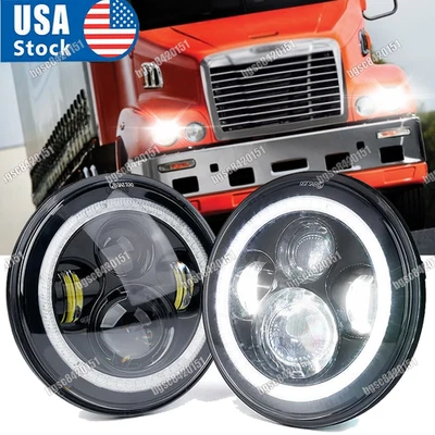 2x 7inch Round LED Headlights Hi/Lo Beam Light  For Freightliner Century Class - Image 1 of 4