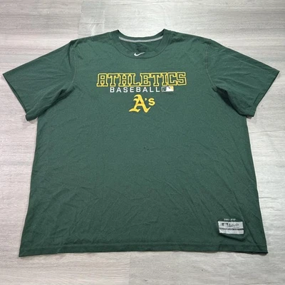 Camisa Atletismo Oakland Para Hombres 3XL Verde MLB Béisbol Nike Dri Fit Auténtica Foto 1 de 4