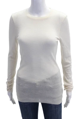 COS Womens Basic Wool Crew Neck Long Sleeve T Shirt Beige Size S - Image 1 of 4