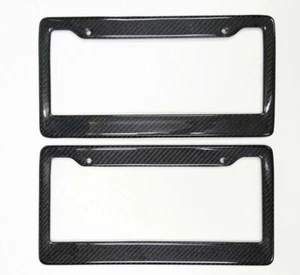 Black 2x Auto Tag 3K 100% Real Carbon Fiber License Plate Frame Cover Universal - Picture 1 of 8