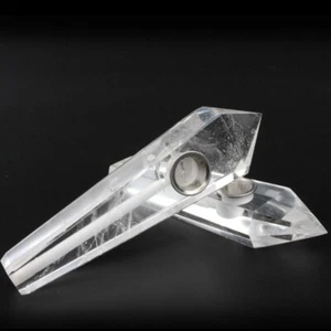 Pipa para fumar varita de cristal de cuarzo transparente blanco natural 2 piezas con agujero de carburador curación - Imagen 1 de 18