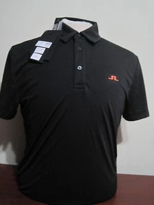 J. Lindeberg Tom mens Medium Reg Fit Black orange golf polo shirt NEW GMJT03910 - Picture 1 of 5