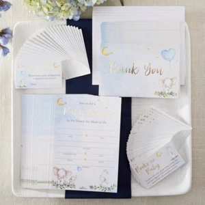 Elephant Theme Baby Shower Invitation Diaper Raffle Books Baby Thank You Card - Picture 1 of 7