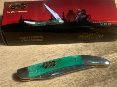 Frost Steel Warrior Green Smooth Bone Texas Toothpick 3" Pocket Knife FSW109GSB - Image 1 of 4