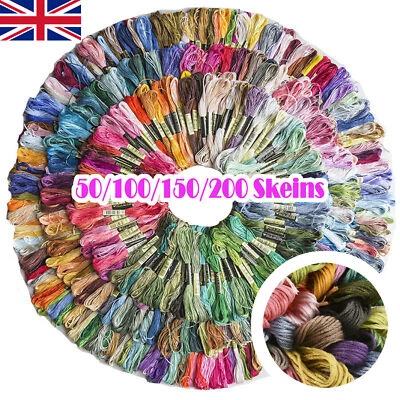 Embroidery Floss Rainbow Color 150 Skeins Per Pack Cross Stitch Threads Craft UK - Image 1 of 4