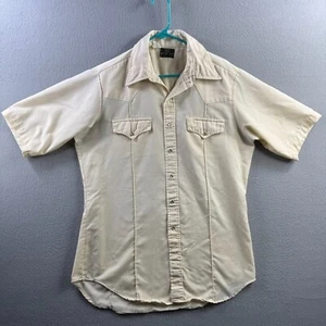 Camicia vintage Sears uomo grande alta panna perla snap western anni 60 70 cotone - Foto 1 di 13