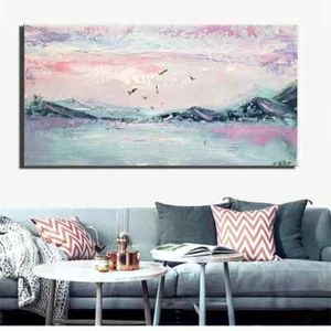 Seascape Abstract Oil Painting Canvas Premium Quality Wall Art Print No Framed - Bild 1 von 3