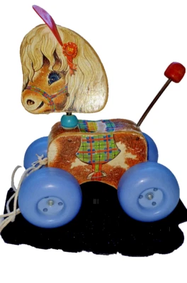 Rare Mary Walker Vintage 1950s Shelty Pony Wood Pull Along Toy Baby  Traditional - Image 1 of 4