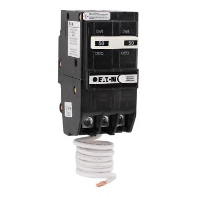 Eaton BRN250GF 50 Amp Double Pole 240V Pigtail-Neutral GFCI Ground Fault Circuit