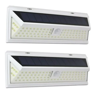 2 Pack 86 LED Solar Power Motion Sensor Wall Light Outdoor Garden Lamp White - Picture 1 of 12