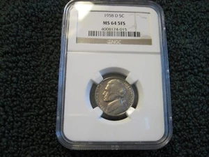 1958 D NGC MS64FS JEFFERSON NICKEL LIGHTLY TONED. - Picture 1 of 3