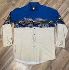 Vintage Rustler LT Wrangler Mens L Tall Pearl Snap Brushpopper Western Shirt