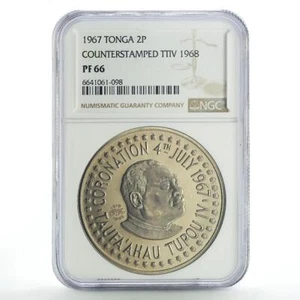 Tonga 2 paanga Coronation King Tupou IV Politics KM-19 PF66 NGC CuNi coin 1967 - Picture 1 of 4