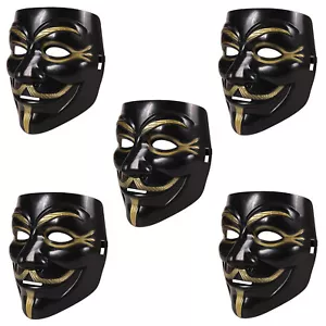 5 Pezzo V Come Vendetta Maschera Nero Anonymous Party Halloween Carnevale - Picture 1 of 3