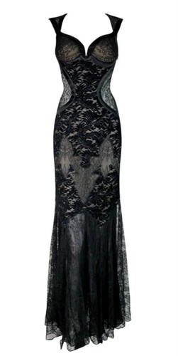 ABITO VERSACE FW 2005 RUNWAY TRASPARENTE IN PIZZO TAGLIA IT 42