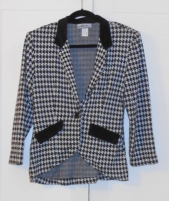 CHAQUETA DE PUNTO SUÉTER ESPIGA BLANCO Y NEGRO ABBIENTE PARA MUJER - TALLA PEQUEÑA Foto 1 de 2