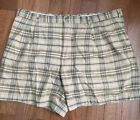 Oxford Golf Plaid Mens Casual Pleated Front Shorts Size 42 Tan Black Olive Plaid