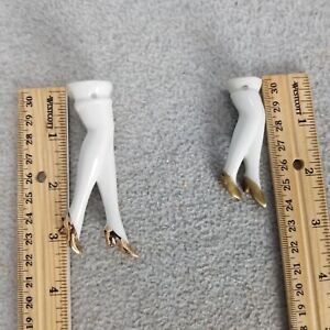 3-1/2" & 2-1/2" porcelain Doll Legs for half doll Pincushion Making w gold shoes