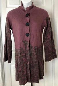 Soft Surroundings Duster Womens Petite Large PL Floral Design Oversized Buttons - Picture 1 of 19