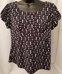 Camisa Top Blusa Worthington Mujer Talla M Pequeña PM Blanca Negra - Imagen 1 de 3