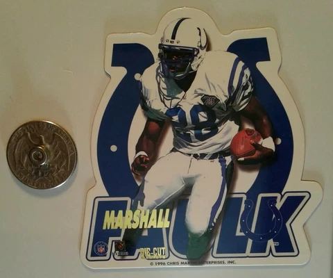 Marshall Faulk Indianapolis Colts NFL football die-cut Fridge Magnet NOS 1996 Cover