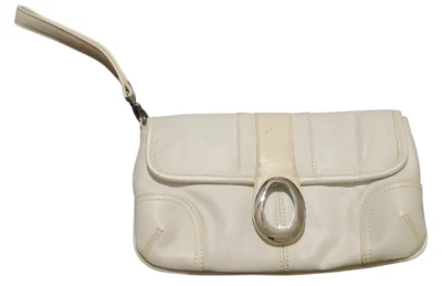 Beautiful Oroton White Leather Clutch Purse – Lanyard Carry Handle – VGC–STYLISH - Image 1 of 4