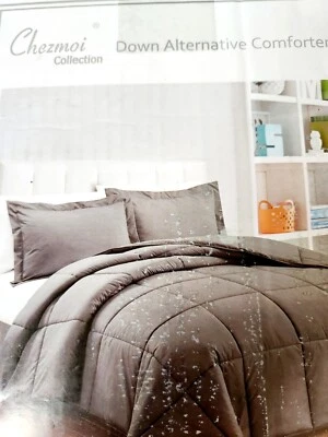 Down Alternative 3 PC Comforter Set Solid~ Queen~ All Season~  Gray - Image 1 of 4