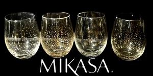 Cheers by MIKASA Set of four 24k Gold stemless  Wine Glasses Tumbler 14oz EUC - Picture 1 of 5