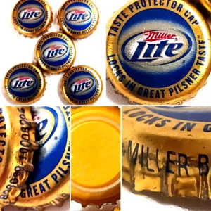 LOTE DE 5 TAPAS DE BOTELLAS DE CERVEZA DORADA MILLER LITE EE. UU. KRONKORKEN CHAPAS TAPON CROWN - Imagen 1 de 9