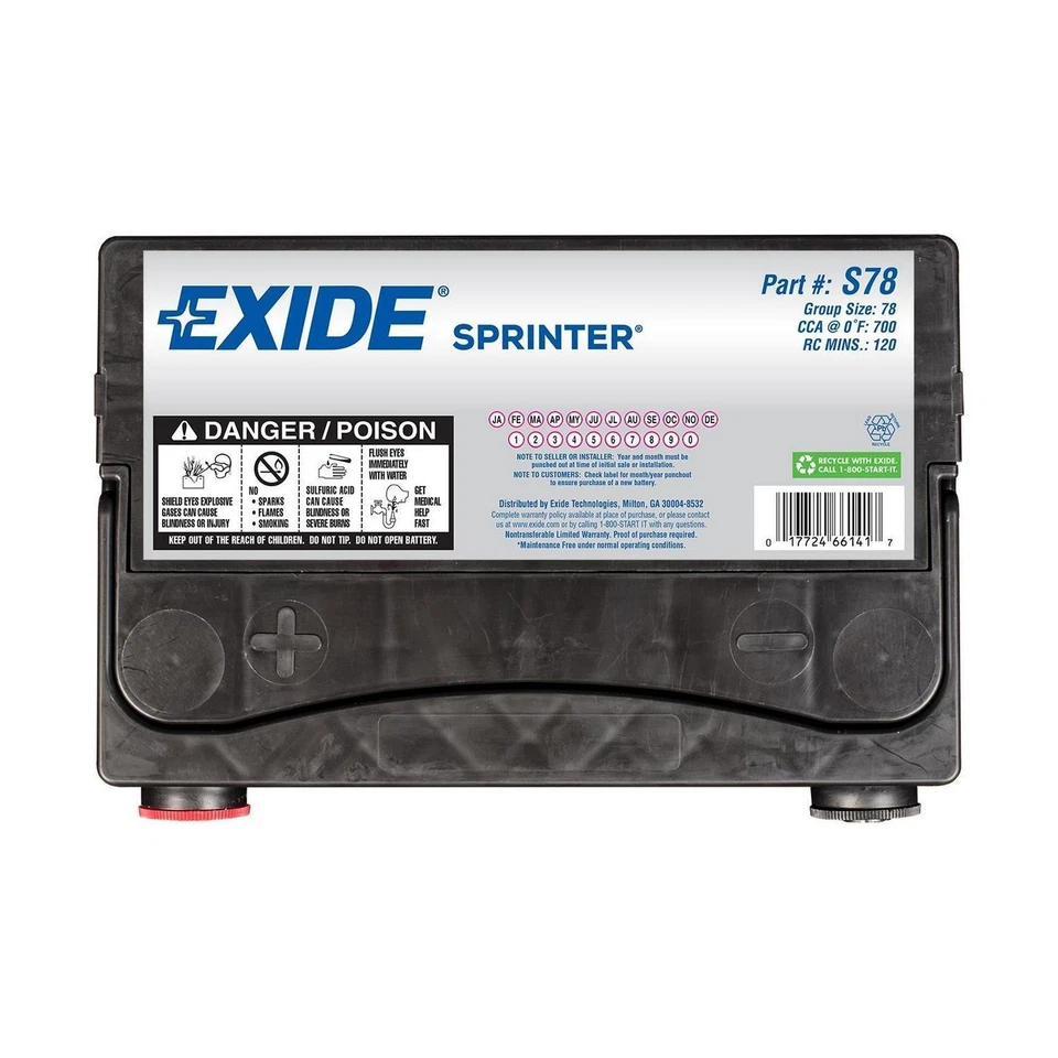 Exide Vehicle Battery - AM GENERAL;ASPHALT ZIPPER Fits Buick CADILLAC;CATERPILLA - Image 1 of 4