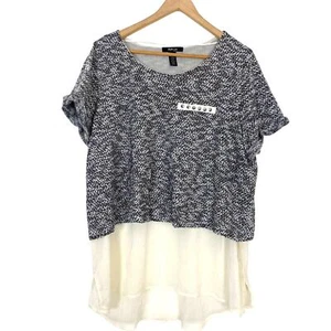 Style & Co Layered Black and White Herringbone Sweater Blouse Size 3X - Picture 1 of 5