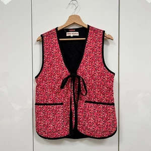 Free People Claudine Quilted Vest/Waistcoat.  Red floral print.  XS. - Picture 1 of 5
