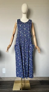VTG Orvis Sz Large Cotton Floral Pinafore Jumper Cottage Core Praire cabincore - Picture 1 of 16