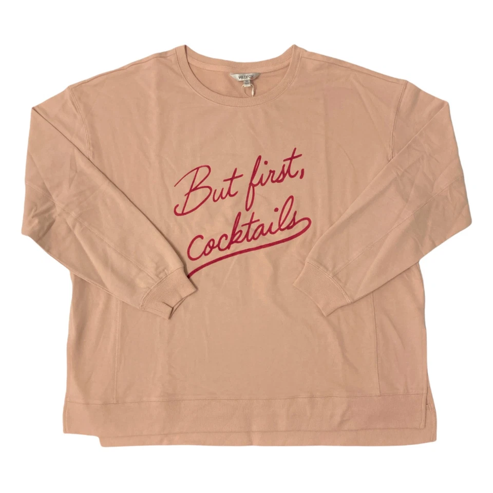 Wildfox But First Cocktails statement Sweatshirt "Peach Whip" Size XS -