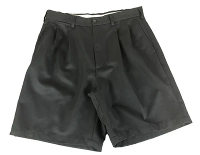 Pantalones Cortos de Golf PGA Tour Para Hombres 34 Negros Plisados Frontales 9" Entrepierna 100% Poliéster Foto 1 de 4