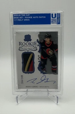 2023-24 The Cup - 3-Color Rookie Patch Auto /249 Ridly Greig - Image 1 of 2