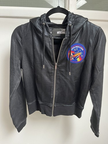 Love Moschino Felpa con cappuccio nera Piccola