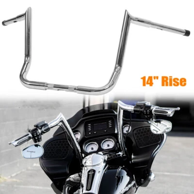 Chrome  Silver 14" For Harley Street Electra Glide Meathook Bars Handlebar - Изображение 1 из 4