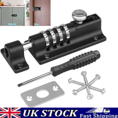 4 Digit Combination Sliding Keyless Lock Security Pad Bolt Shed Gate Garden Door - Image 1 of 4
